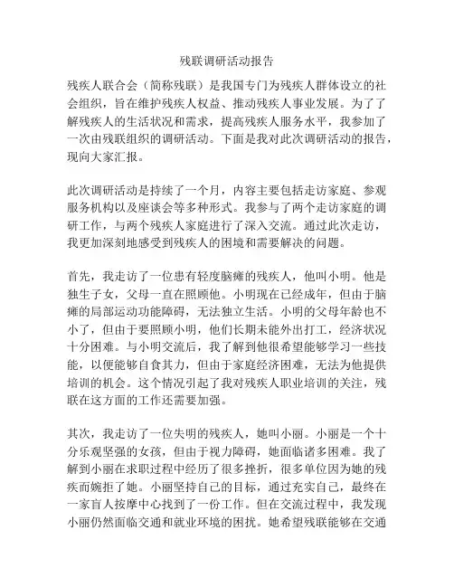 残联调研活动报告