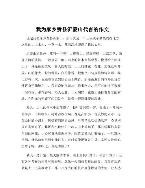 我为家乡费县沂蒙山代言的作文
