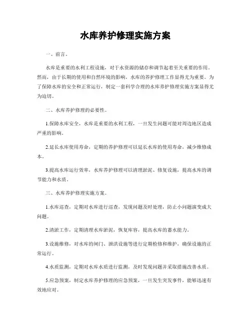 水库养护修理实施方案