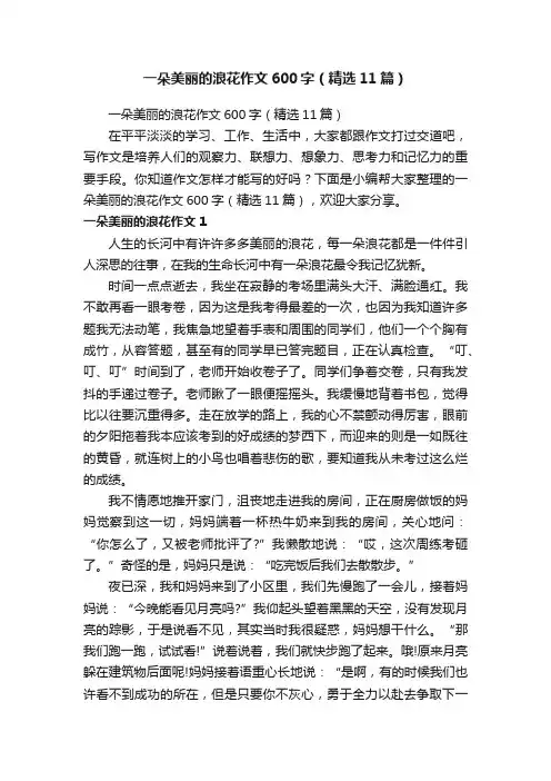 一朵美丽的浪花作文600字（精选11篇）