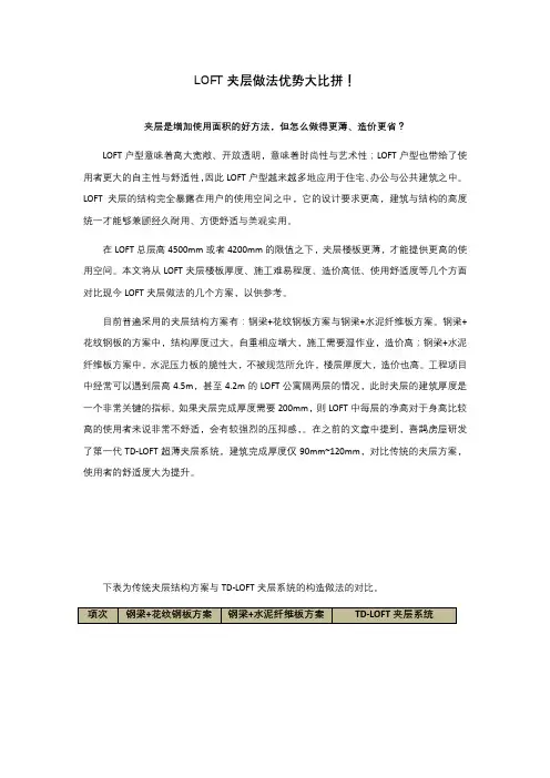 LOFT夹层做法优势大比拼