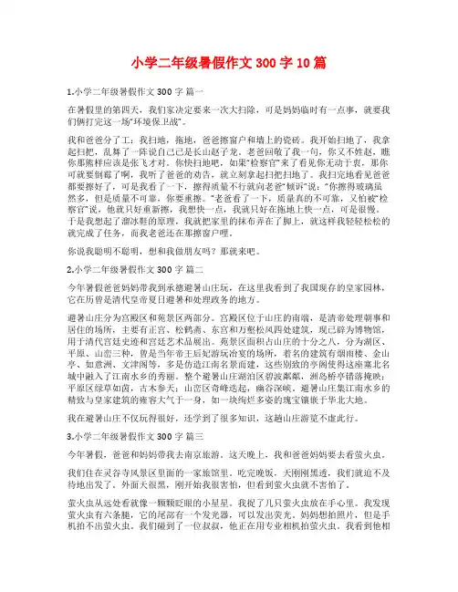 小学二年级暑假作文300字10篇