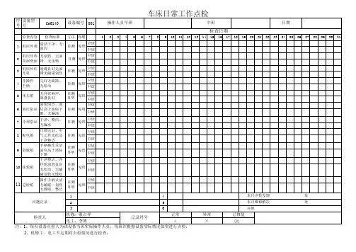 车床点检表模板