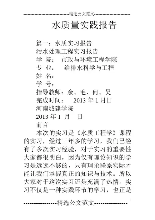 水质量实践报告