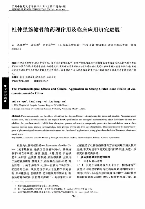 杜仲强筋健骨的药理作用及临床应用研究进展