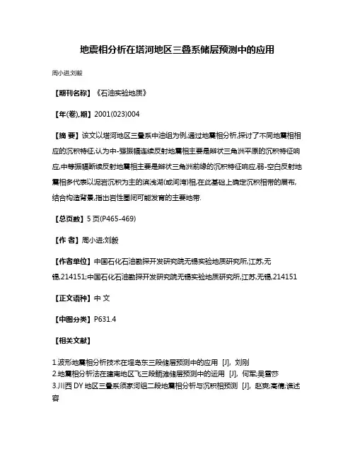 地震相分析在塔河地区三叠系储层预测中的应用