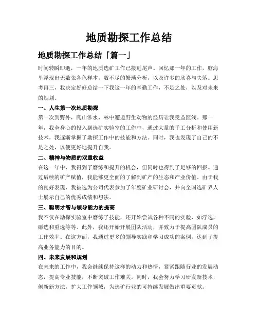 地质勘探工作总结