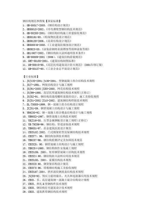 钢结构设计规范和标准图集汇总
