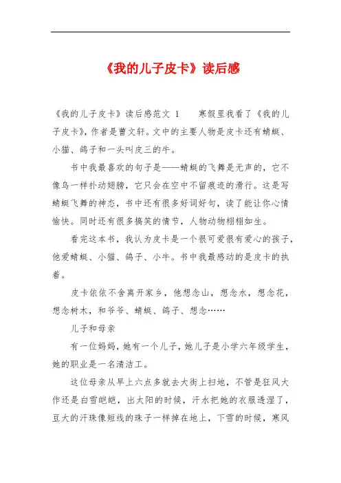 《我的儿子皮卡》读后感