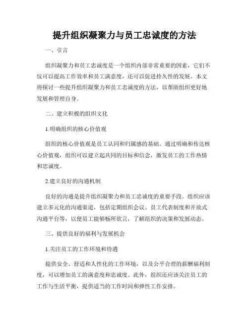 提升组织凝聚力与员工忠诚度的方法