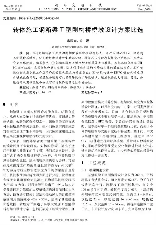 转体施工钢箱梁T型刚构桥桥墩设计方案比选
