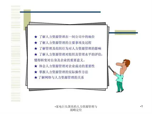家电巨头国美的人力资源管理与战略定位课件