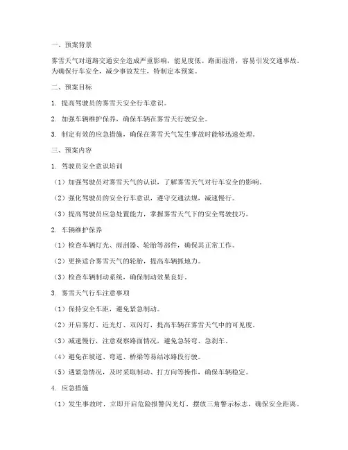 雾_雪天安全行车预案