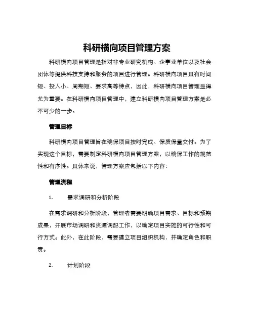 科研横向项目管理方案