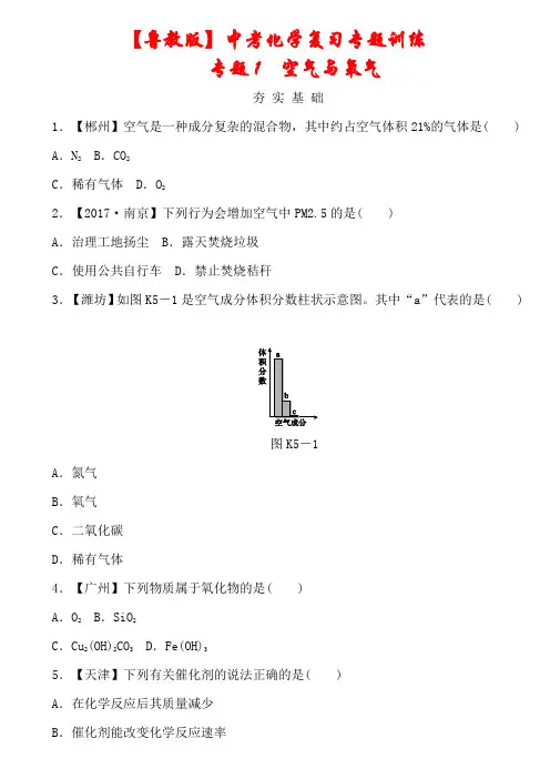 【鲁教版】2021中考化学复习专题《空气与氧气》(含答案)