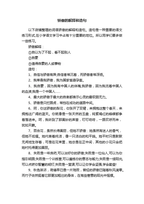骄傲的解释和造句
