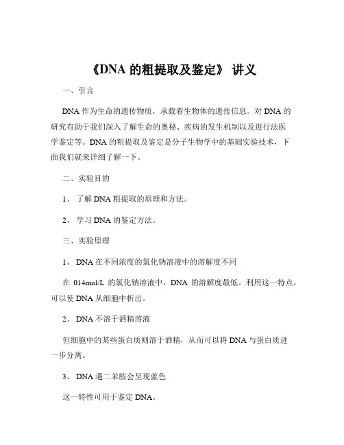 《DNA 的粗提取及鉴定》 讲义