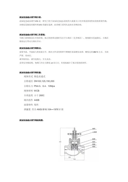 高加危急疏水调节阀-思氟阀门