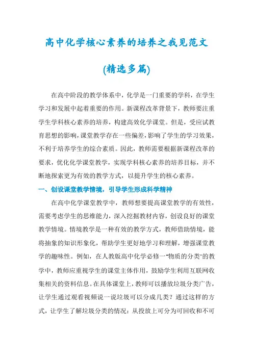 高中化学核心素养的培养之我见范文(精选多篇)