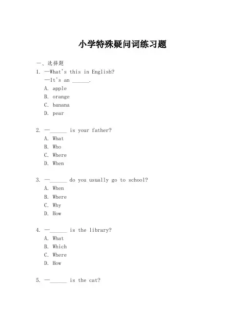 小学特殊疑问词练习题