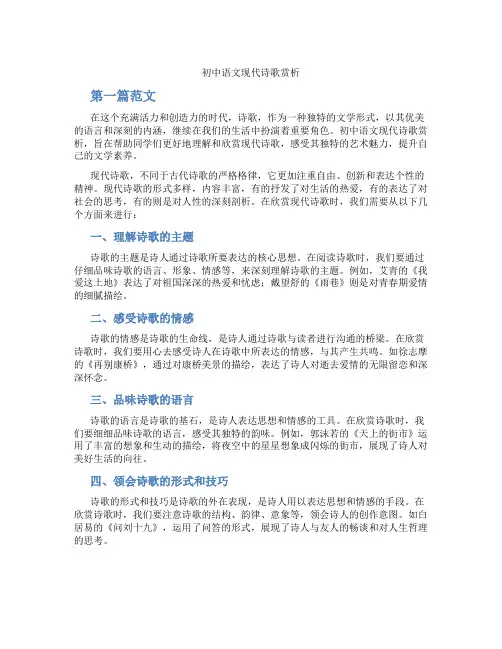 初中语文现代诗歌赏析(含学习方法技巧、例题示范教学方法)