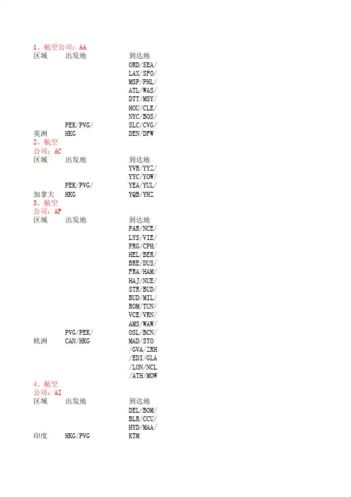 航线表2