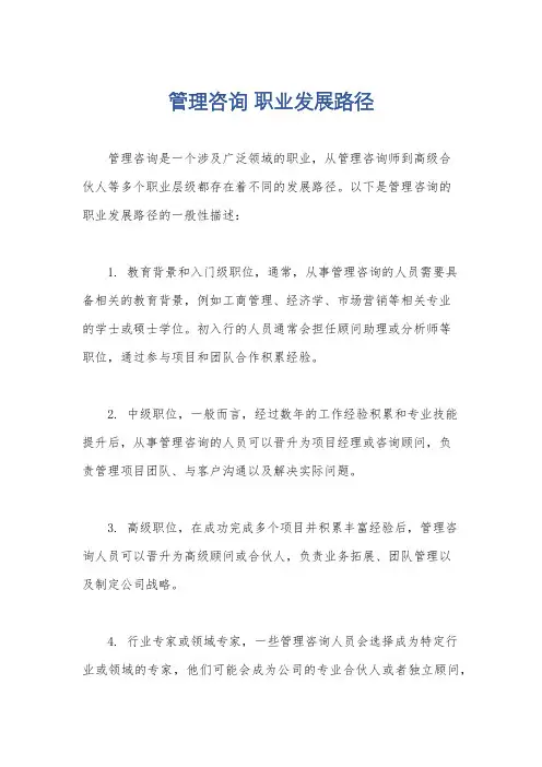 管理咨询 职业发展路径