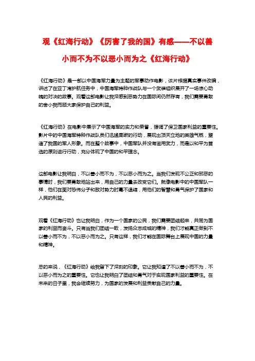 观《红海行动》《厉害了我的国》有感——不以善小而不为不以恶小而为之《红海行动》