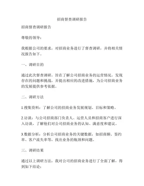 招商督查调研报告