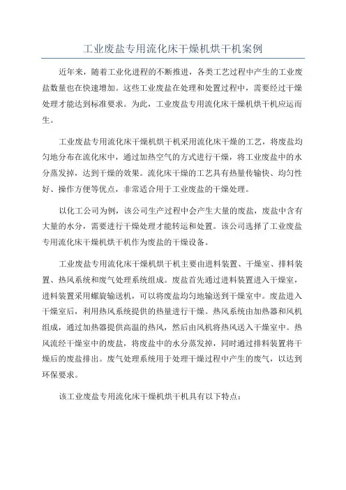 工业废盐专用流化床干燥机烘干机案例