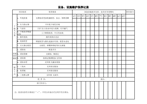 设施 设备维护保养记录 台账