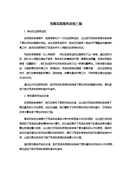 毛概实践报告总结三篇