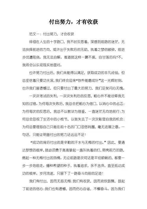 付出努力,才有收获