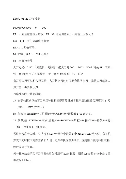 FANUC I MD刀库设定