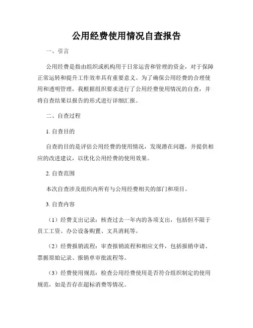 公用经费使用情况自查报告