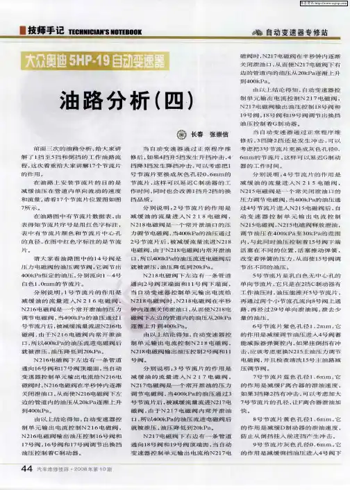 大众奥迪5HP-19自动变速器 油路分析(四)