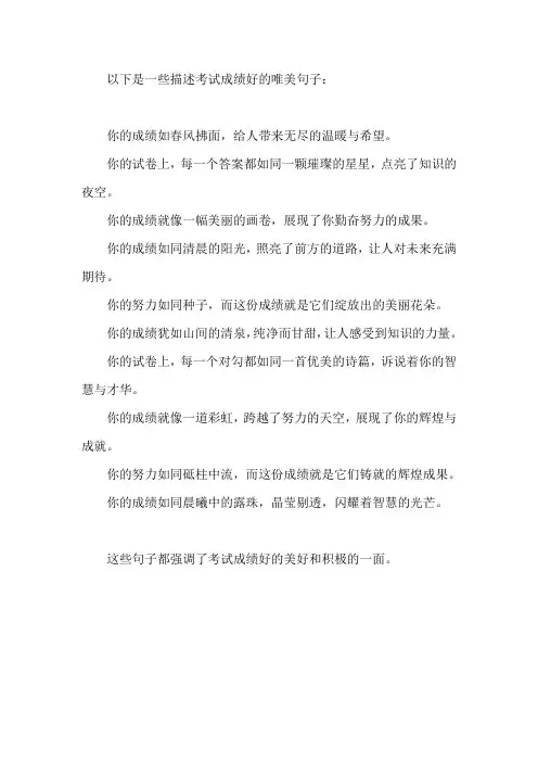考试成绩好的唯美句子