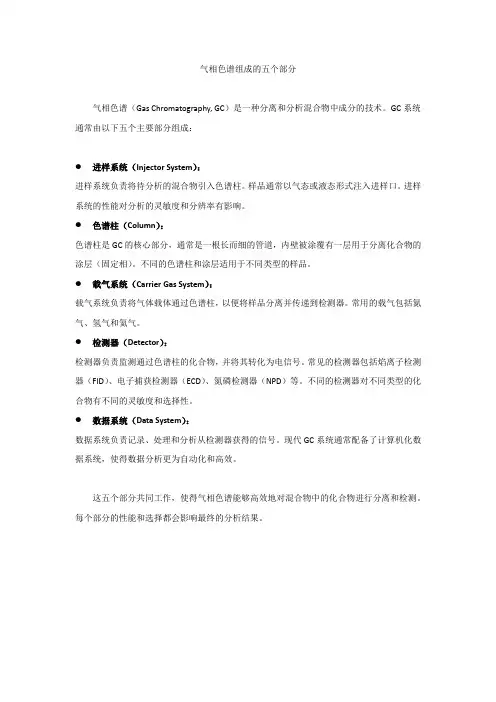 气相色谱组成的五个部分