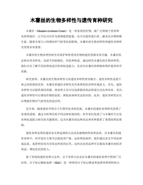 木薯丝的生物多样性与遗传育种研究