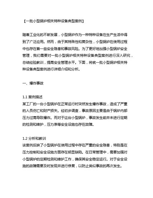 一批小型锅炉相关特种设备典型案例!