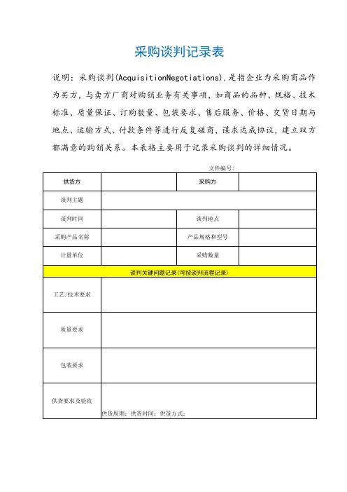 采购谈判记录表