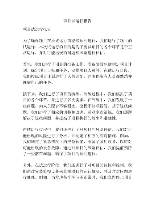 项目试运行报告