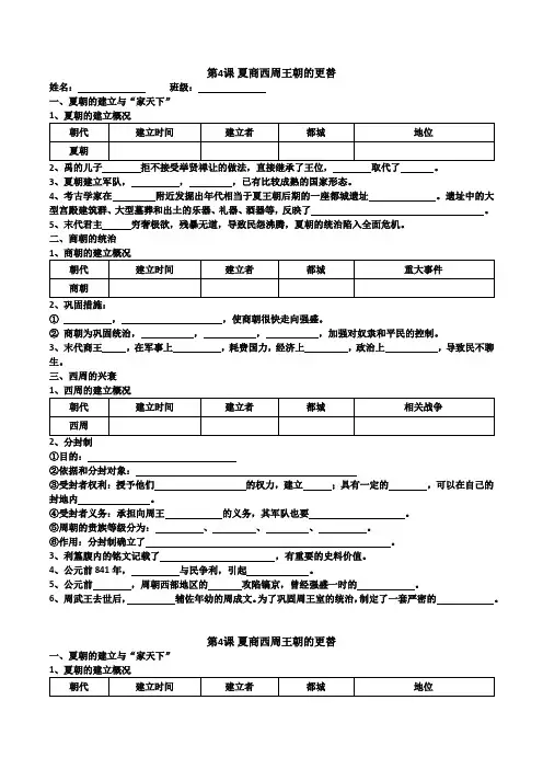 第二单元《夏商周时期：奴隶制王朝的更替和向封建社会的过渡》知识清单-统编版七年级历史上册
