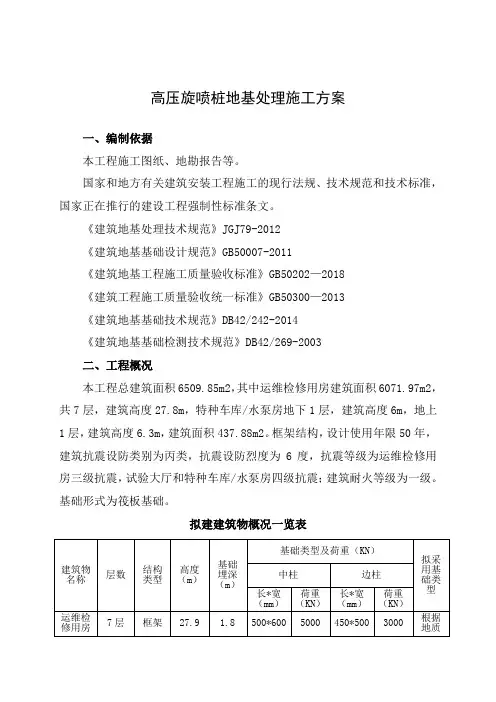 高压旋喷桩施工方案