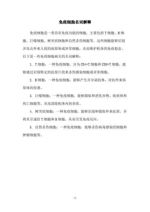 免疫细胞名词解释