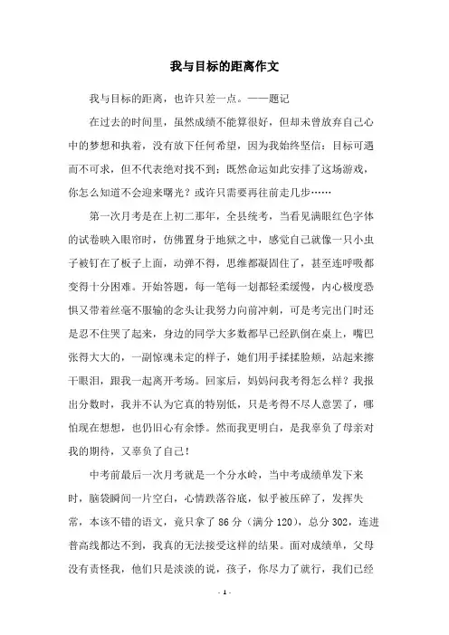 我与目标的距离作文