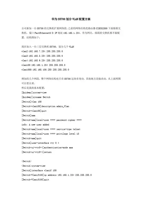 华为S5700划分VLAN配置方案