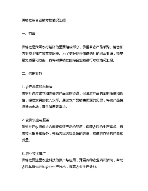 供销社 综合业绩考核情况汇报