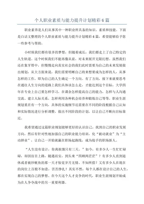 个人职业素质与能力提升计划精彩6篇