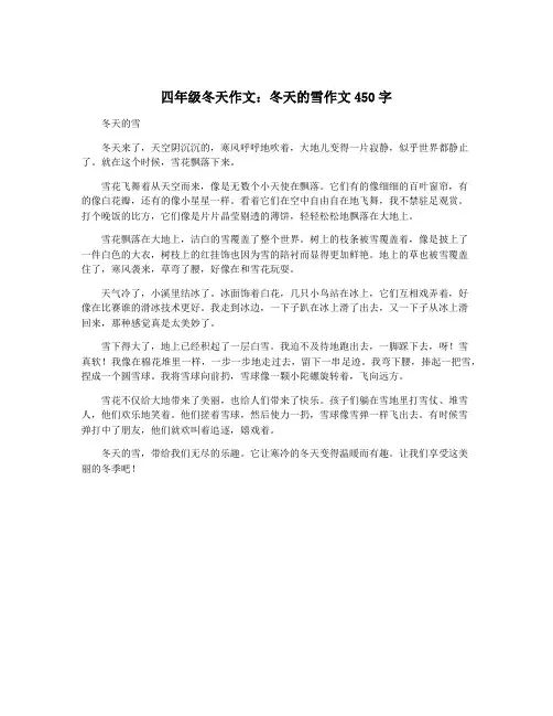 四年级冬天作文：冬天的雪作文450字